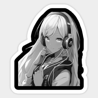 Anime Girl Listening to LoFi Kpop Music - PanfurWare LLC Sticker